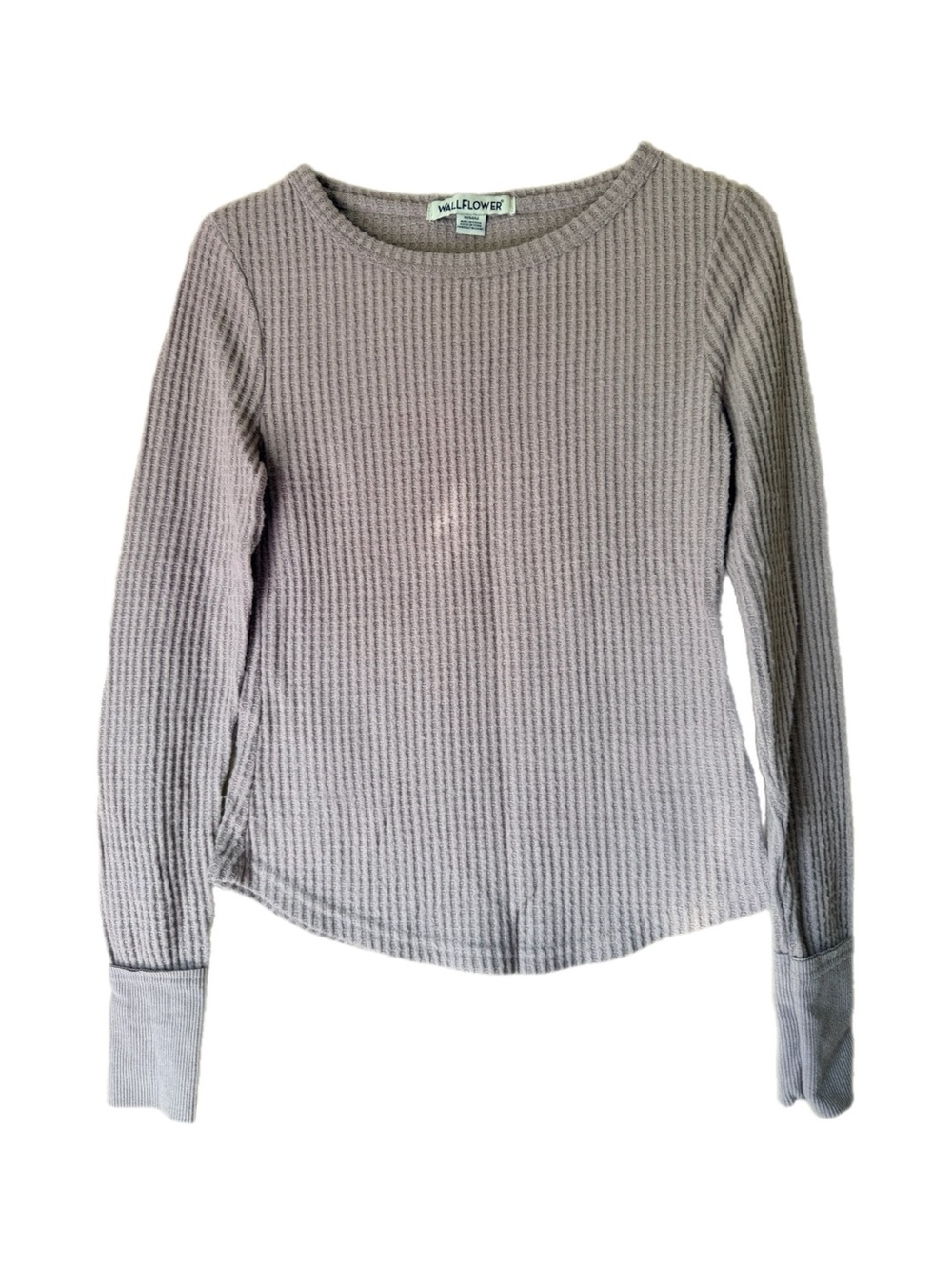 Wallflower Long Sleeve Waffle Knit Top - Light Gray